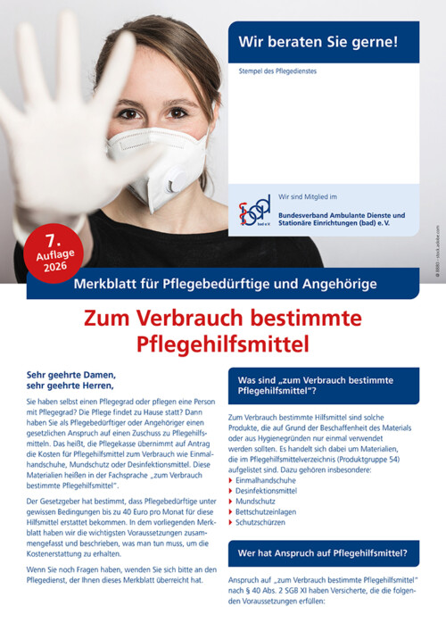 Zum Verbrauch bestimmte Pflegehilfsmittel 5 Zum Verbrauch bestimmte Pflegehilfsmittel 3