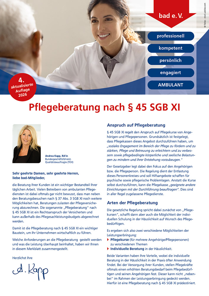 Pflegeberatung nach § 45 SGB XI 1 Pflegeberatung nach § 45 SGB XI