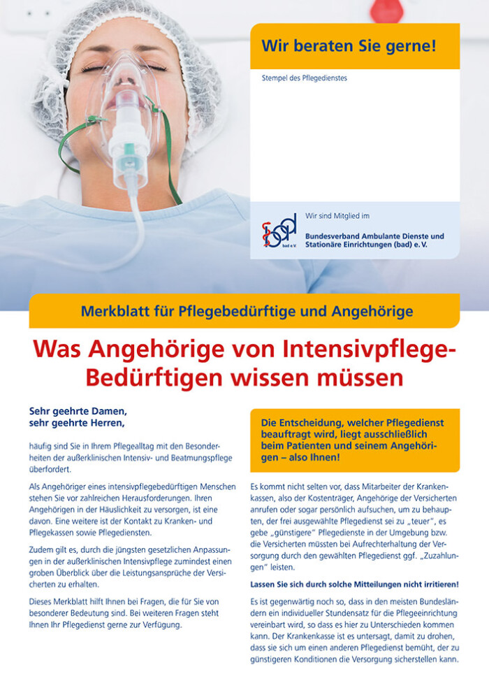 Was Angehörige von Intensivpflegebedürftigen wissen müssen