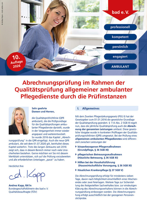 Abrechnungsprüfung im Rahmen der ambulanten Qualitätsprüfung durch den MD 2 bad-Merkblatt Abrechnungsprüfung im Rahmen der ambulanten Qualitätsprüfung