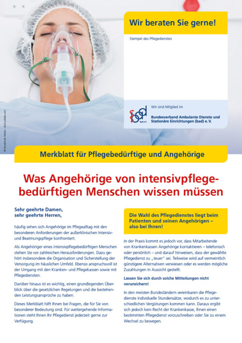 Was Angehörige von Intensivpflegebedürftigen wissen müssen 3 Was Angehörige von Intensivpflegebedürftigen wissen müssen 1