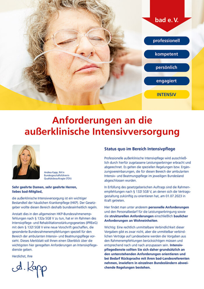 Anforderungen an die außerklinische Intensivversorgung