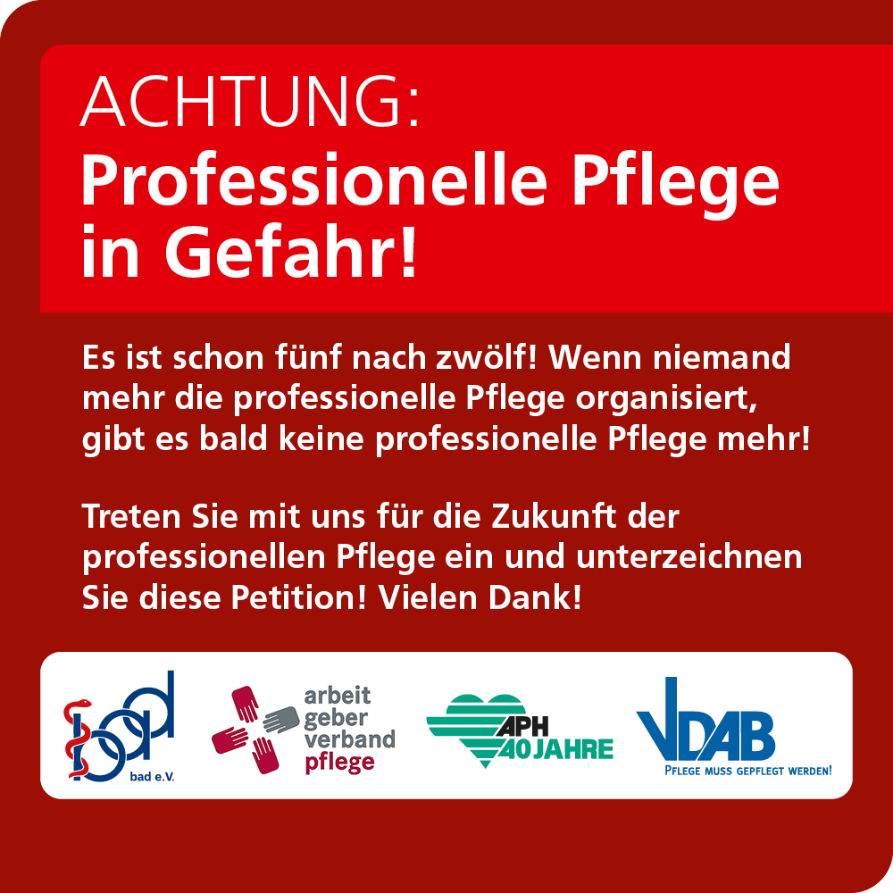 Verbände initiieren gemeinsam Petition an den Deutschen Bundestag: Professionelle Pflege in Gefahr