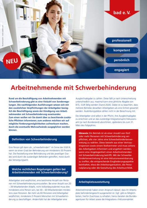 Mitgliederbrief Arbeitnehmende mit Schwerbehinderung – Mitglied im Arbeitgeberverband bad e.V. werden